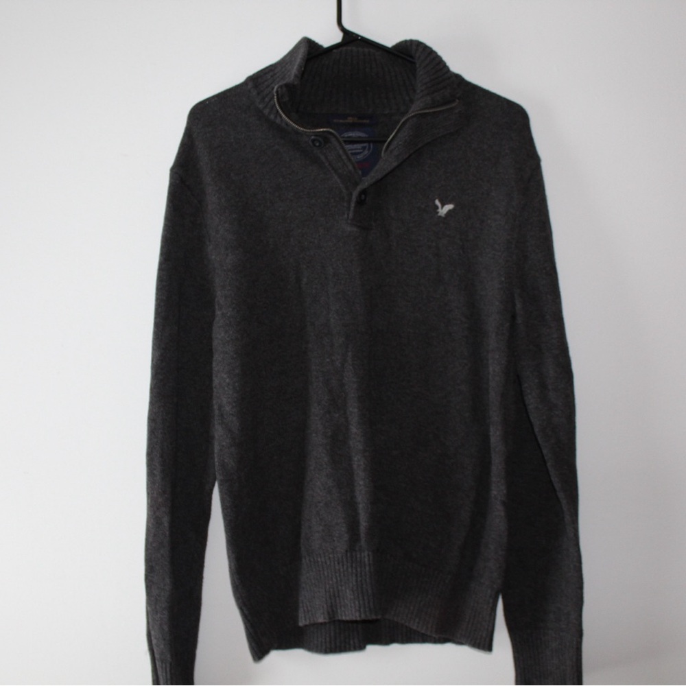American Eagle Outfitters Dark Gray Zip-Up Sweater
